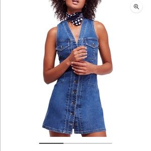 FREE PEOPLE WANDERING STAR DENIM DRESS